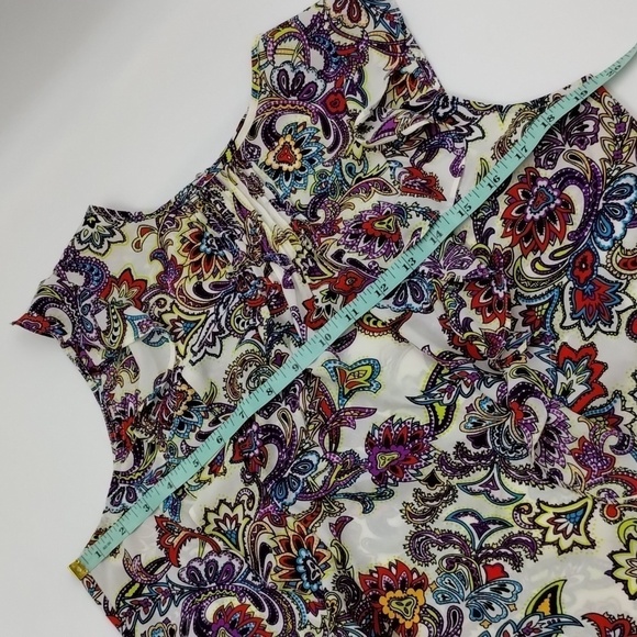 Banana Republic Colorful Sleeveless Paisley Ruffle Pleated Top - Picture 8 of 11